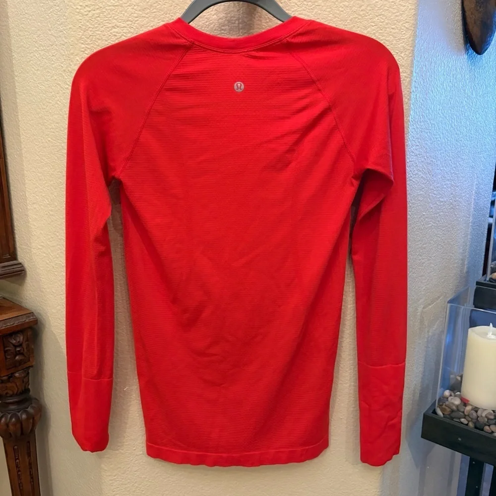 LULULEMON Women Orange Swiftly Tech Long Sleeve Shirt Size 6